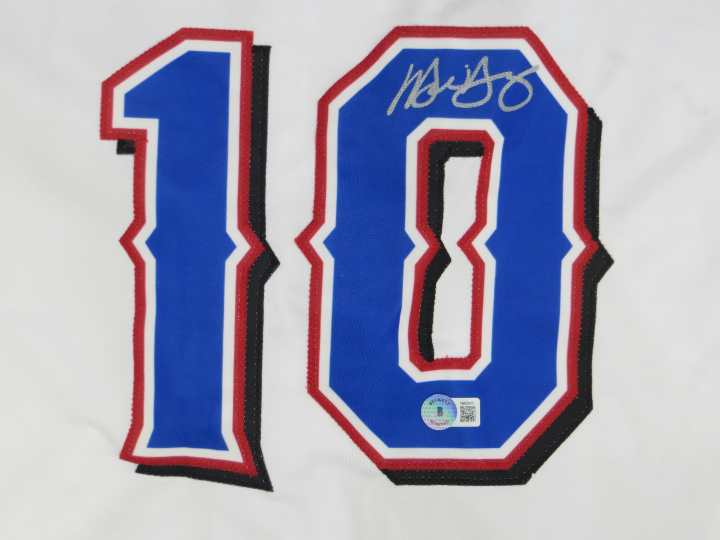 MICHAEL YOUNG TEXAS RANGERS SIGNED WHITE JERSEY size 3XL BAS COA