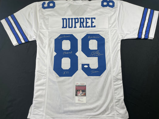 BILLY JOE DUPREE DALLAS COWBOYS SIGNED WHITE JERSEY w/INSCs XL JSA COA