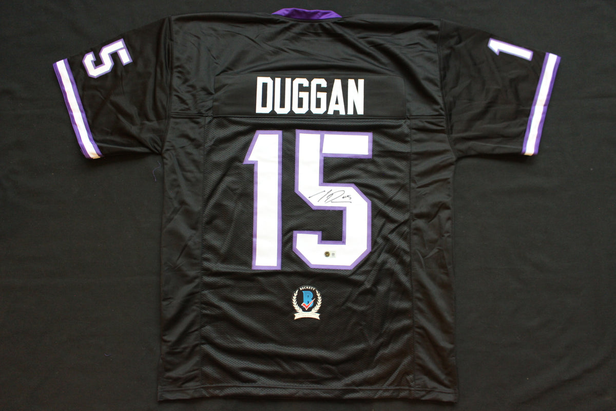 MAX DUGGAN TCU HORNED FROGS SIGNED Black JERSEY BAS