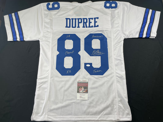 BILLY JOE DUPREE DALLAS COWBOYS SIGNED WHITE JERSEY w/INSCs XL JSA COA