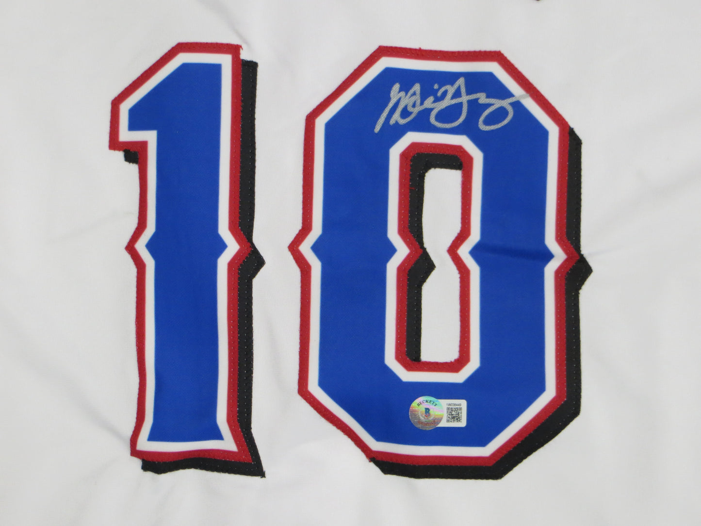 MICHAEL YOUNG TEXAS RANGERS SIGNED WHITE JERSEY size 3XL BAS COA