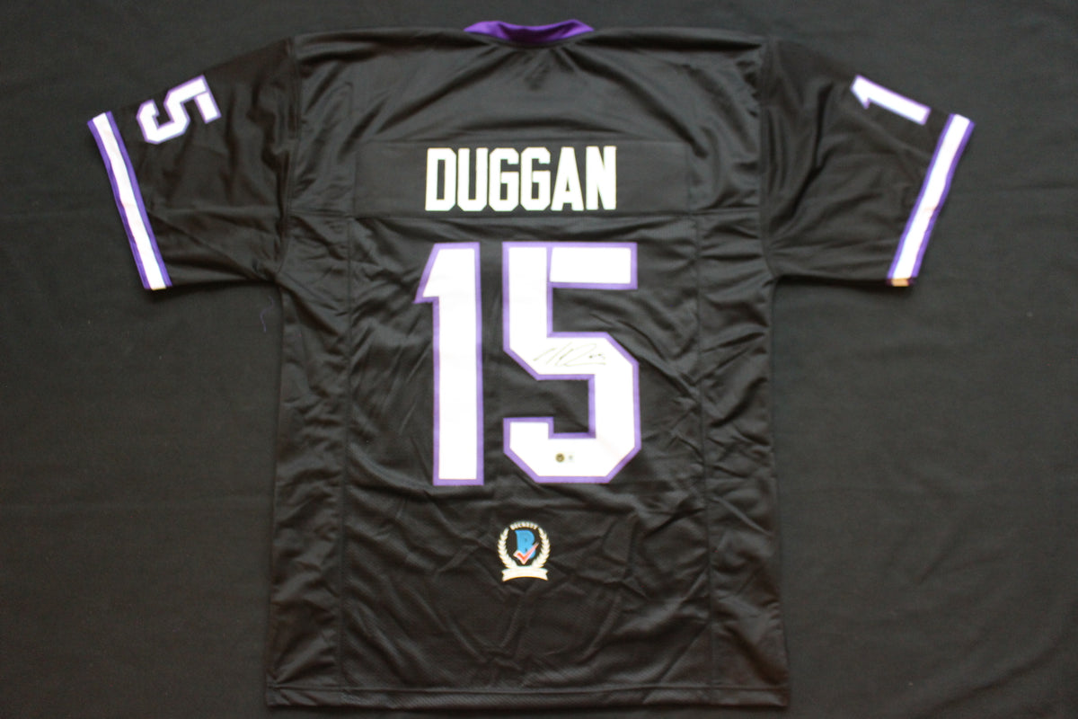 MAX DUGGAN TCU HORNED FROGS SIGNED Black JERSEY BAS