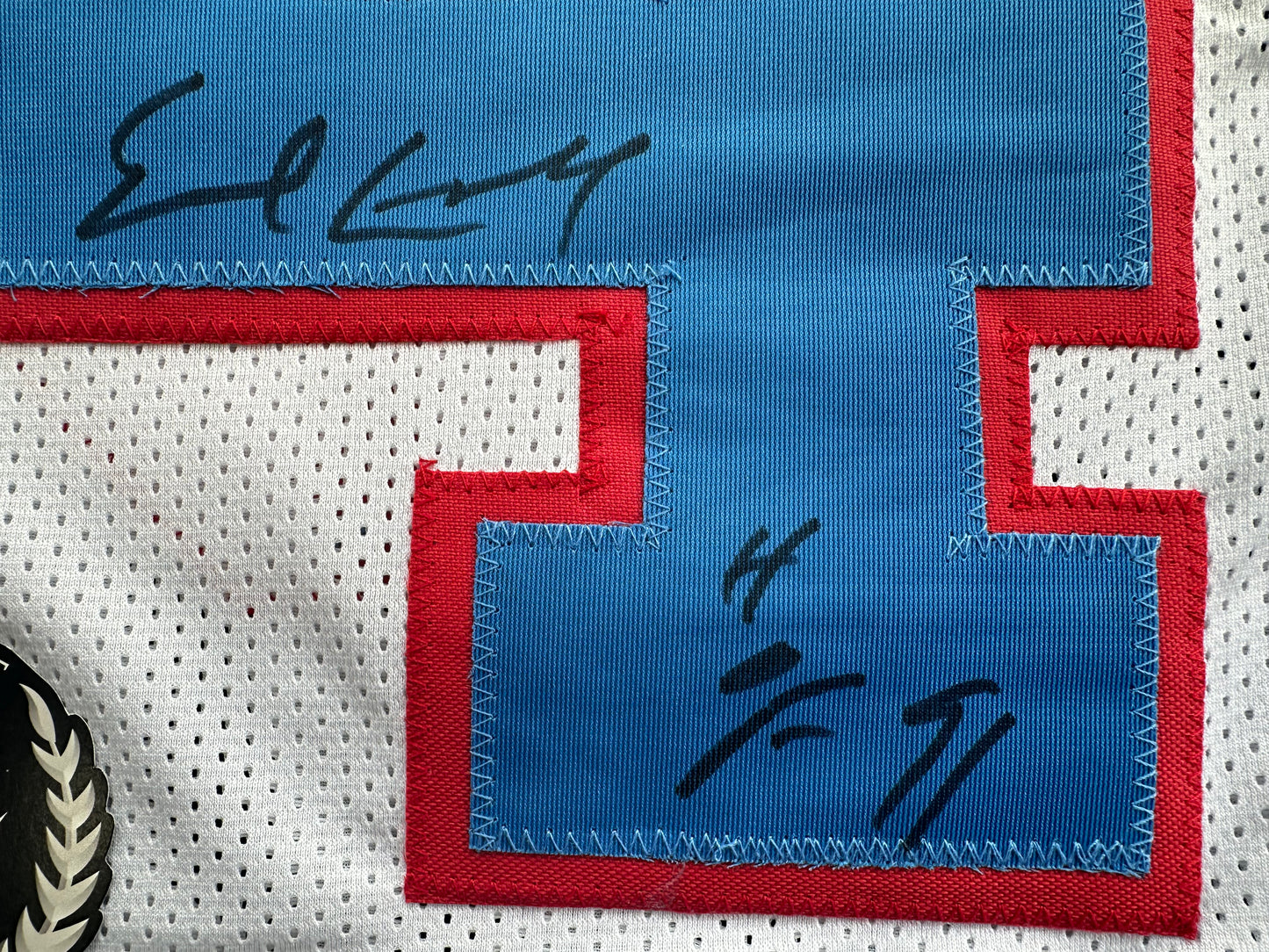 EARL CAMPBELL SIGNED WHITE FOOTBALL JERSEY Houston Oilers w/ "HOF 91" BAS COA