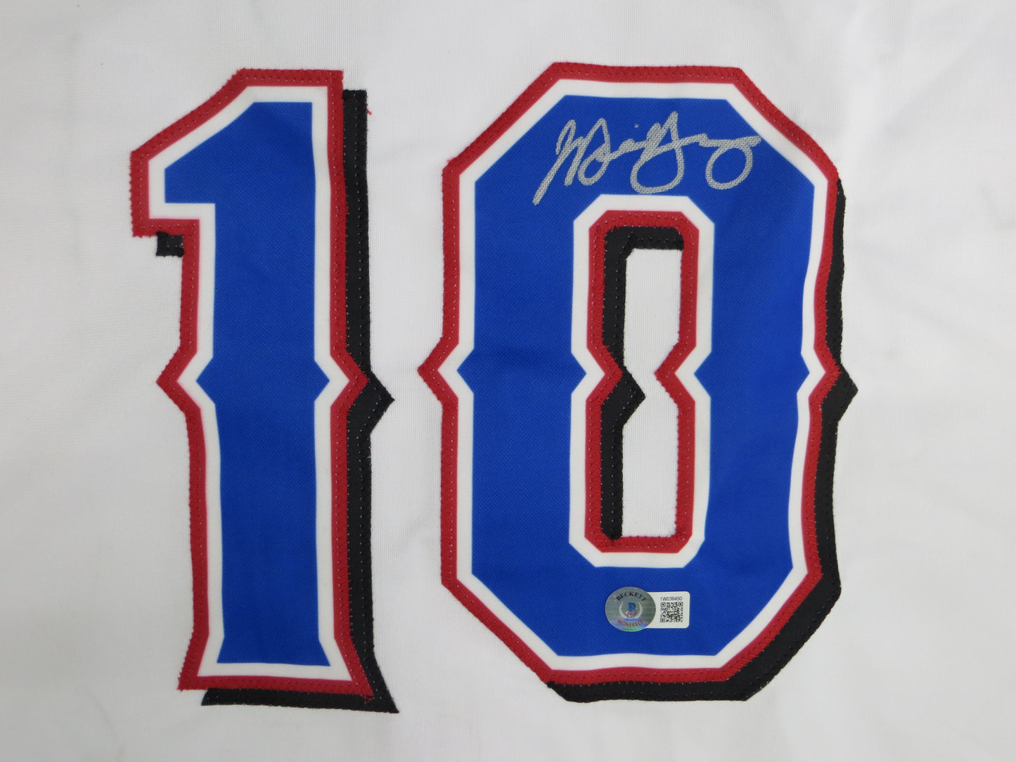 MICHAEL YOUNG TEXAS RANGERS SIGNED WHITE JERSEY size 3XL BAS COA