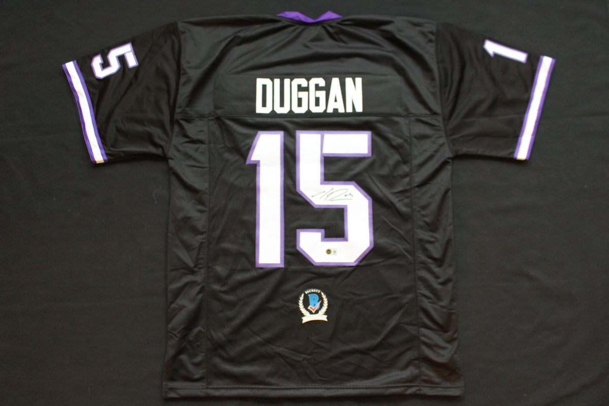 MAX DUGGAN TCU HORNED FROGS SIGNED Black JERSEY BAS
