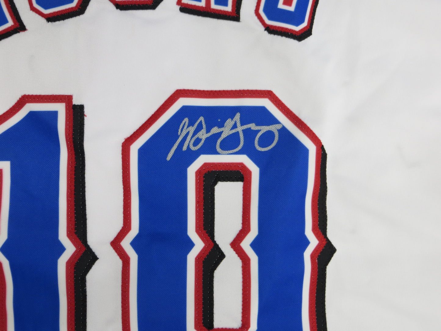 MICHAEL YOUNG TEXAS RANGERS SIGNED WHITE JERSEY size 3XL BAS COA