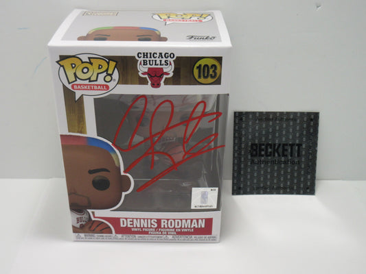 DENNIS RODMAN CHICAGO BULLS SIGNED MULTI COLORED HAIR FUNKO POP #103 BAS