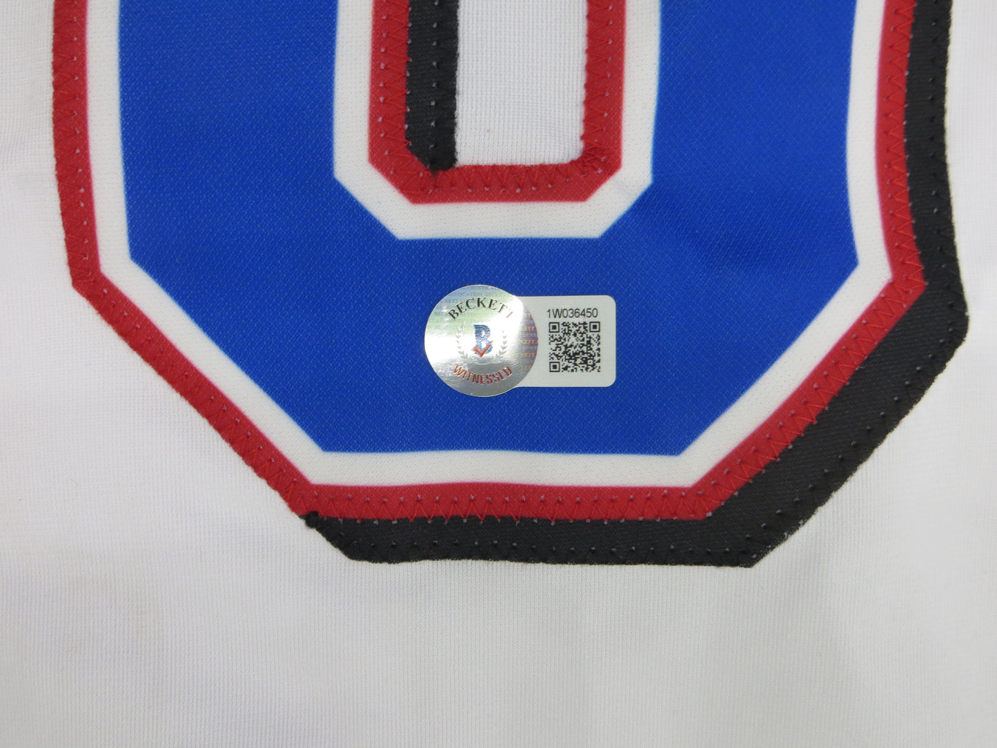 MICHAEL YOUNG TEXAS RANGERS SIGNED WHITE JERSEY size 3XL BAS COA