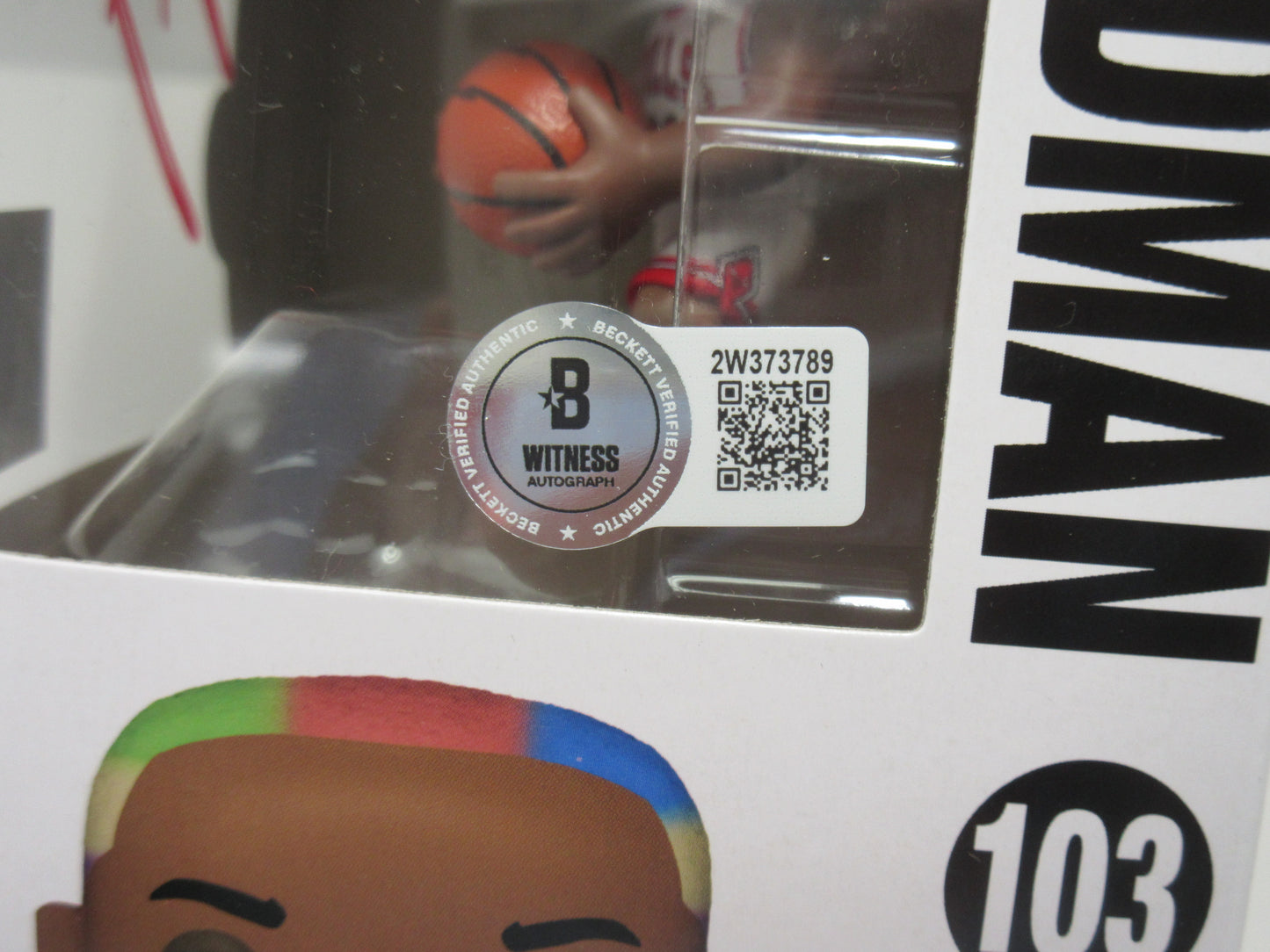 DENNIS RODMAN CHICAGO BULLS SIGNED MULTI COLORED HAIR FUNKO POP #103 BAS