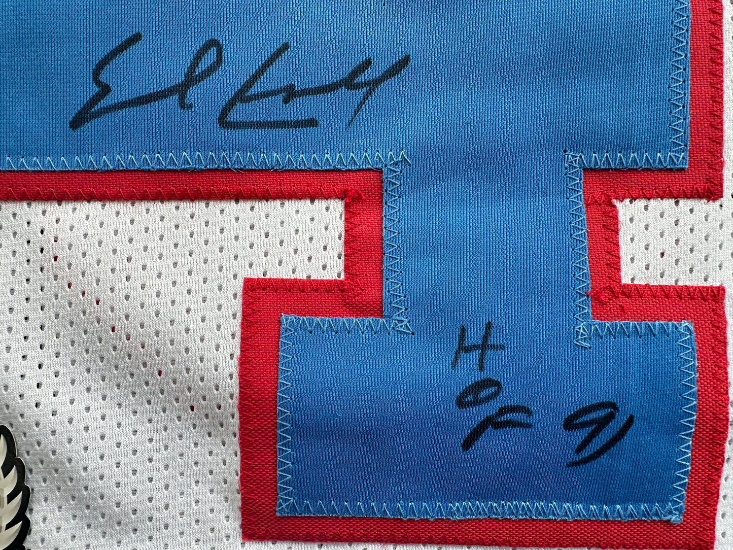 EARL CAMPBELL SIGNED WHITE FOOTBALL JERSEY Houston Oilers w/ "HOF 91" BAS COA