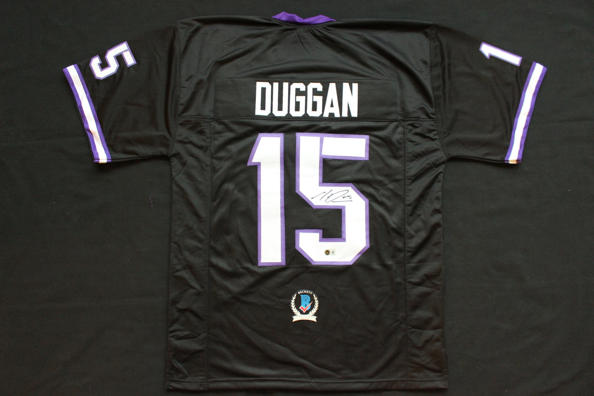MAX DUGGAN TCU HORNED FROGS SIGNED Black JERSEY BAS