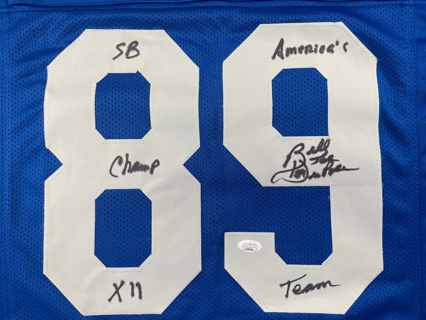 BILLY JOE DUPREE DALLAS COWBOYS SIGNED BLUE JERSEY w/INSCs XL JSA COA