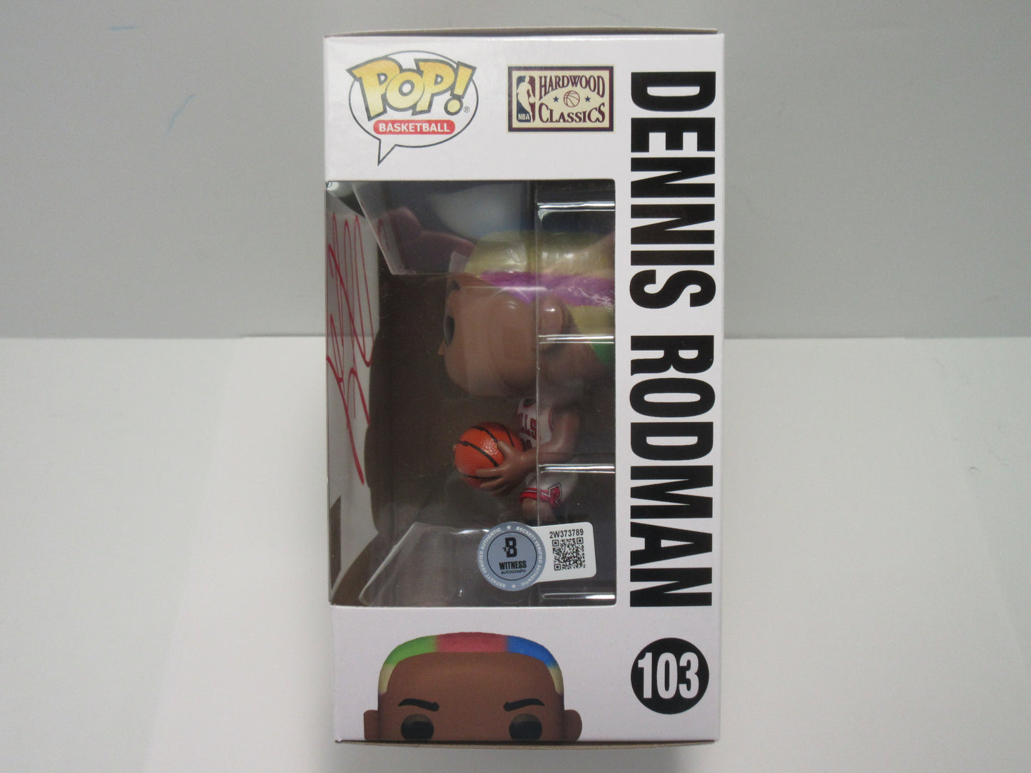 DENNIS RODMAN CHICAGO BULLS SIGNED MULTI COLORED HAIR FUNKO POP #103 BAS
