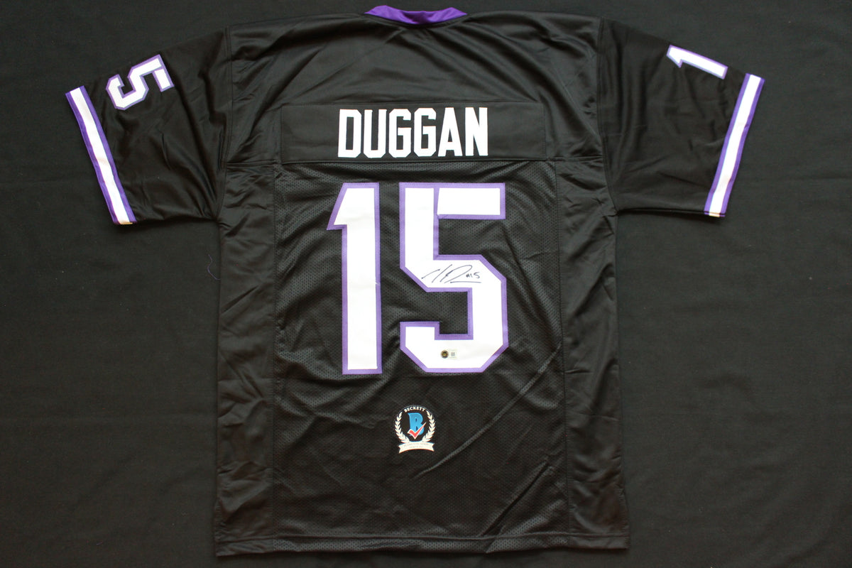 MAX DUGGAN TCU HORNED FROGS SIGNED Black JERSEY BAS