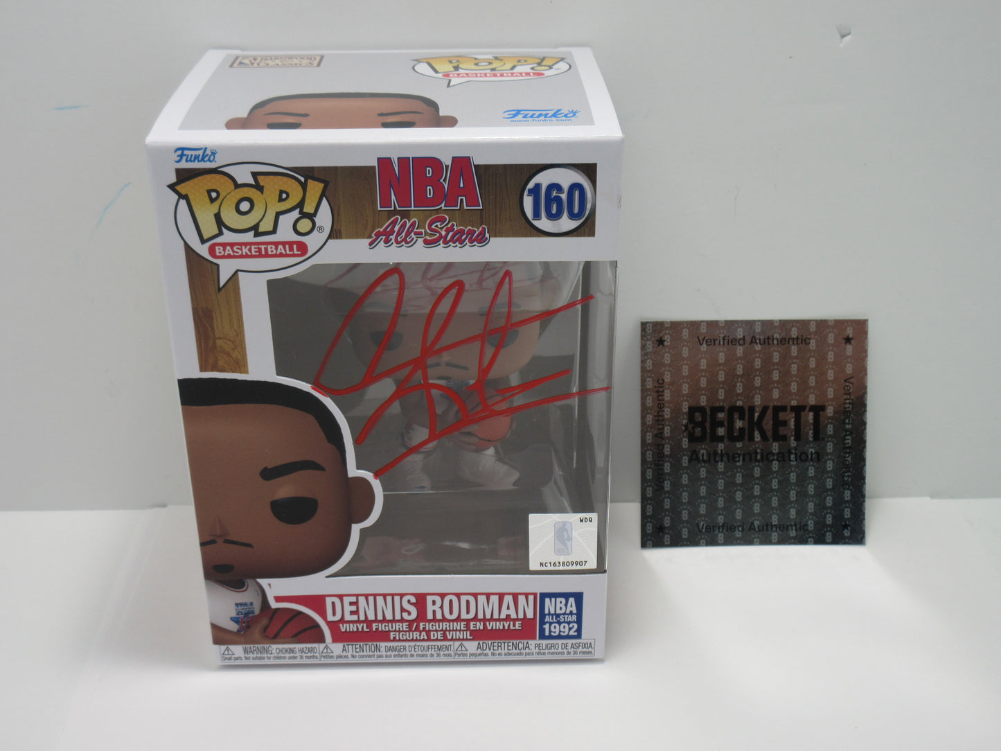 DENNIS RODMAN CHICAGO BULLS SIGNED BLACK HAIR FUNKO POP #160 BAS