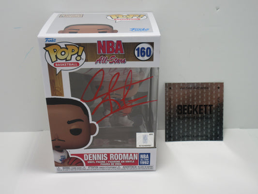 DENNIS RODMAN CHICAGO BULLS SIGNED BLACK HAIR FUNKO POP #160 BAS