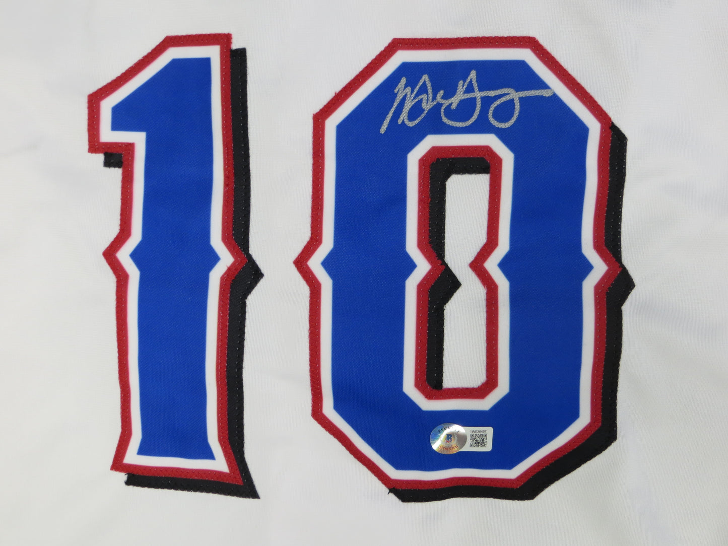 MICHAEL YOUNG TEXAS RANGERS SIGNED WHITE JERSEY size 2XL BAS COA
