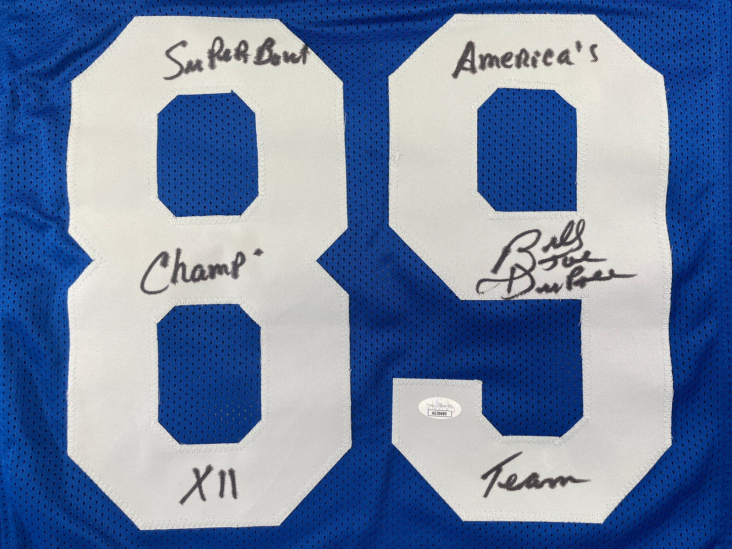 BILLY JOE DUPREE DALLAS COWBOYS SIGNED BLUE JERSEY w/INSCs XL JSA COA