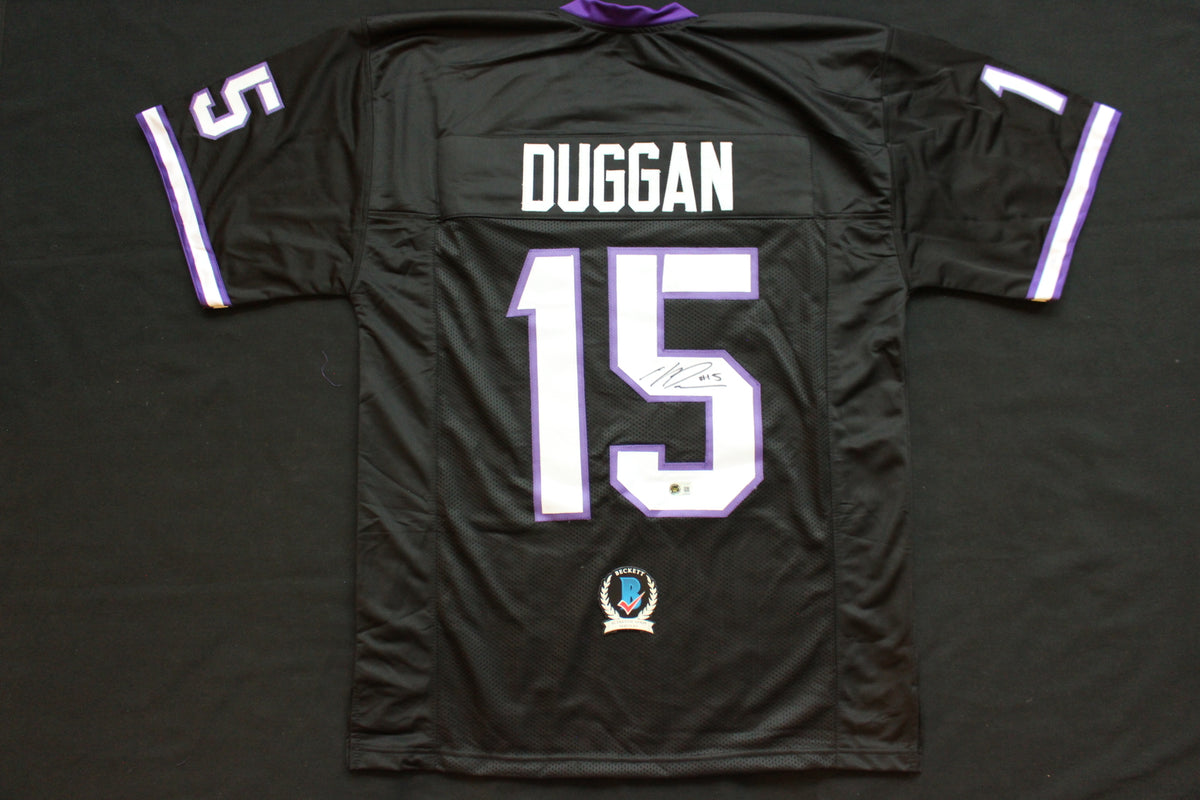 MAX DUGGAN TCU HORNED FROGS SIGNED Black JERSEY BAS