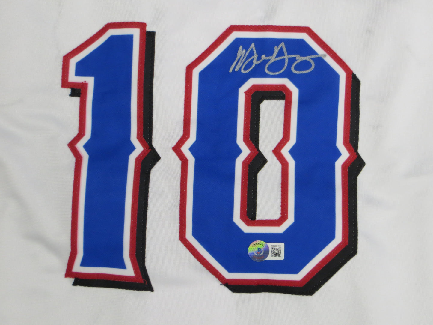 MICHAEL YOUNG TEXAS RANGERS SIGNED WHITE JERSEY size 2XL BAS COA