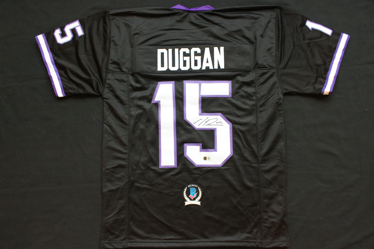 MAX DUGGAN TCU HORNED FROGS SIGNED Black JERSEY BAS