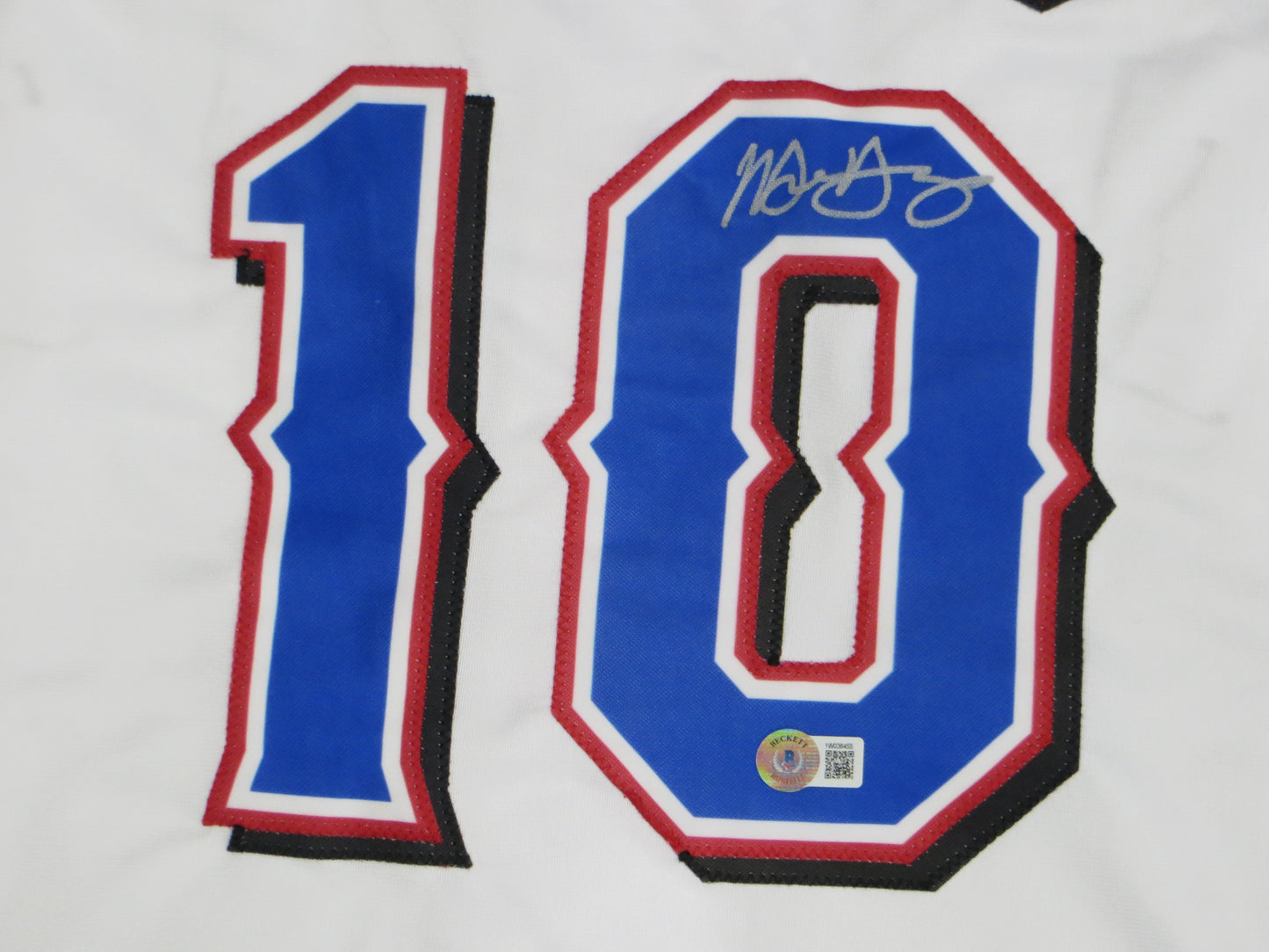 MICHAEL YOUNG TEXAS RANGERS SIGNED WHITE JERSEY size 2XL BAS COA