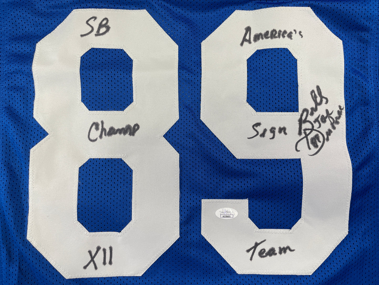 BILLY JOE DUPREE DALLAS COWBOYS SIGNED BLUE JERSEY w/INSCs XL JSA COA