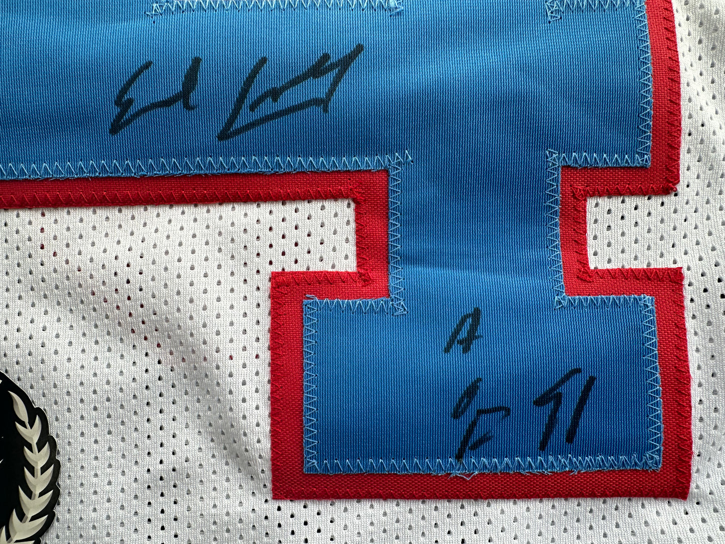 EARL CAMPBELL SIGNED WHITE FOOTBALL JERSEY Houston Oilers w/ "HOF 91" BAS COA