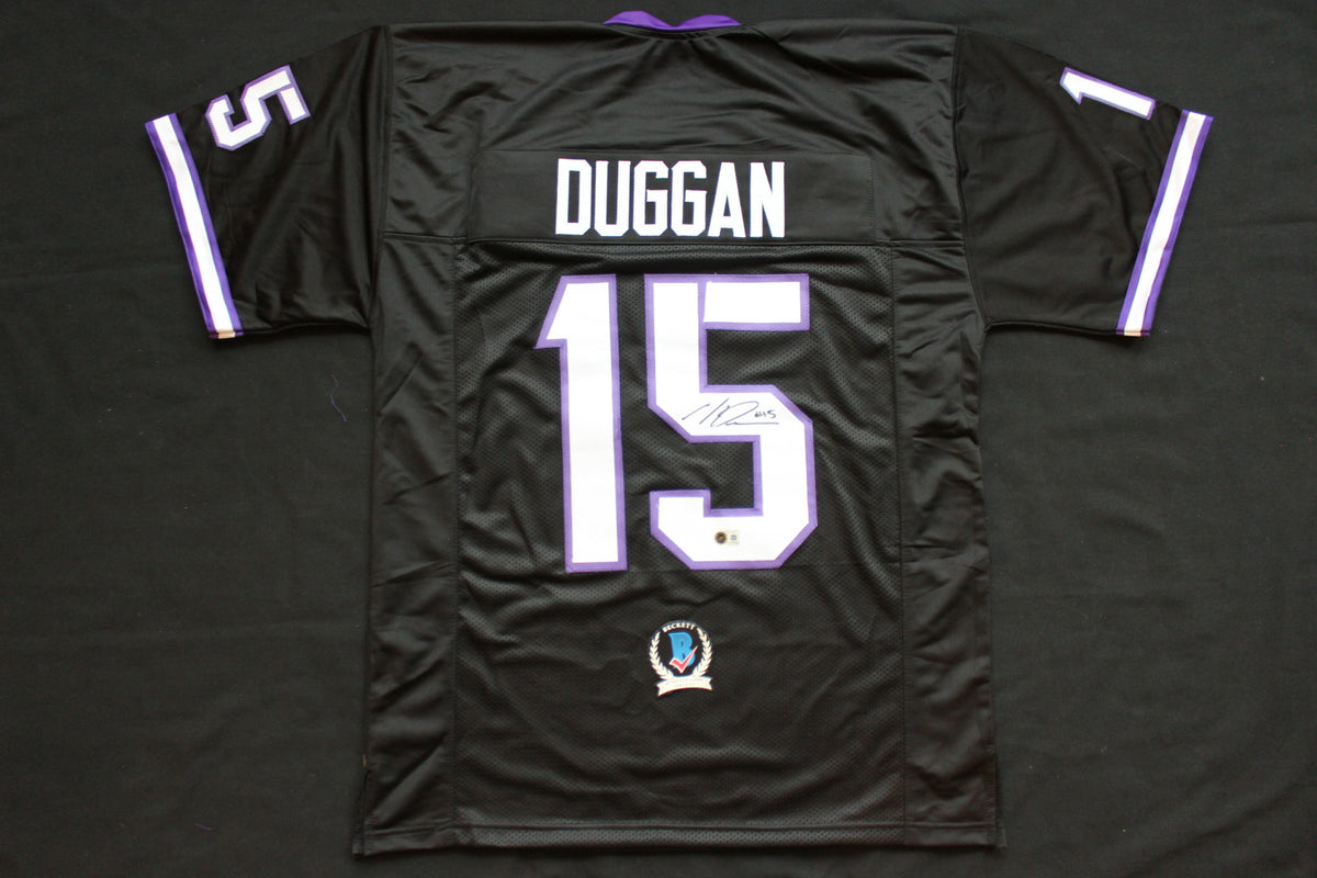 MAX DUGGAN TCU HORNED FROGS SIGNED Black JERSEY BAS