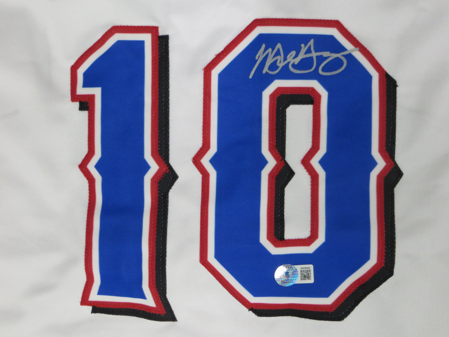 MICHAEL YOUNG TEXAS RANGERS SIGNED WHITE JERSEY size 2XL BAS COA