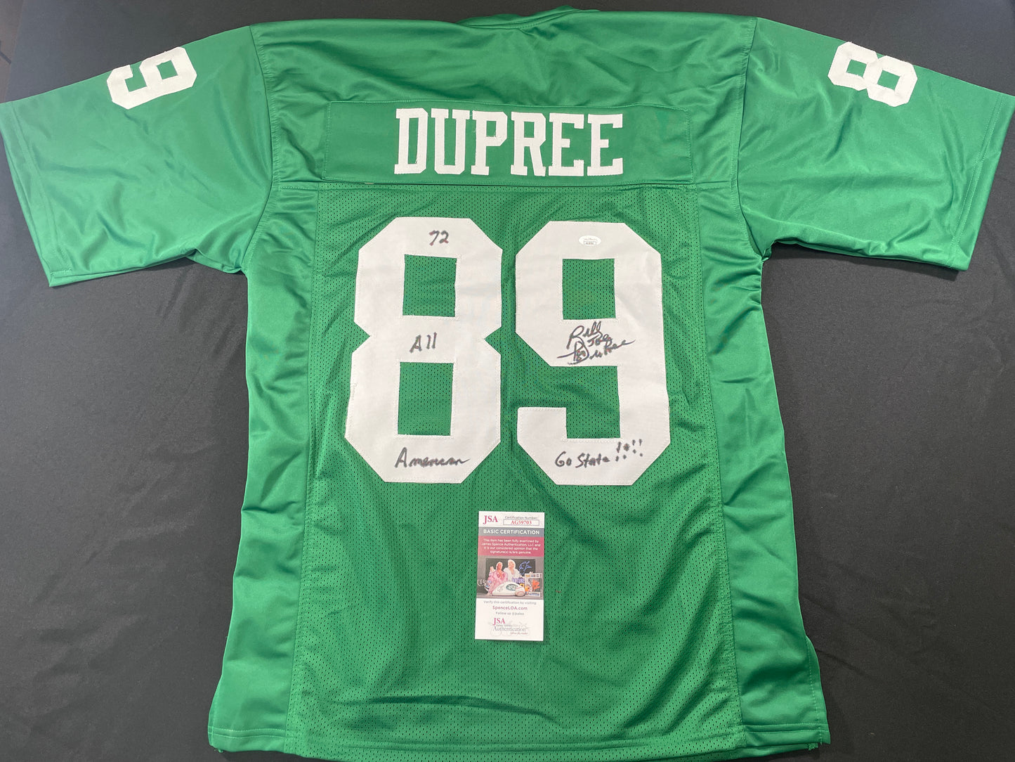 BILLY JOE DUPREE MICHIGAN STATE SPARTANS SIGNED JERSEY w/INSCs XL JSA COA