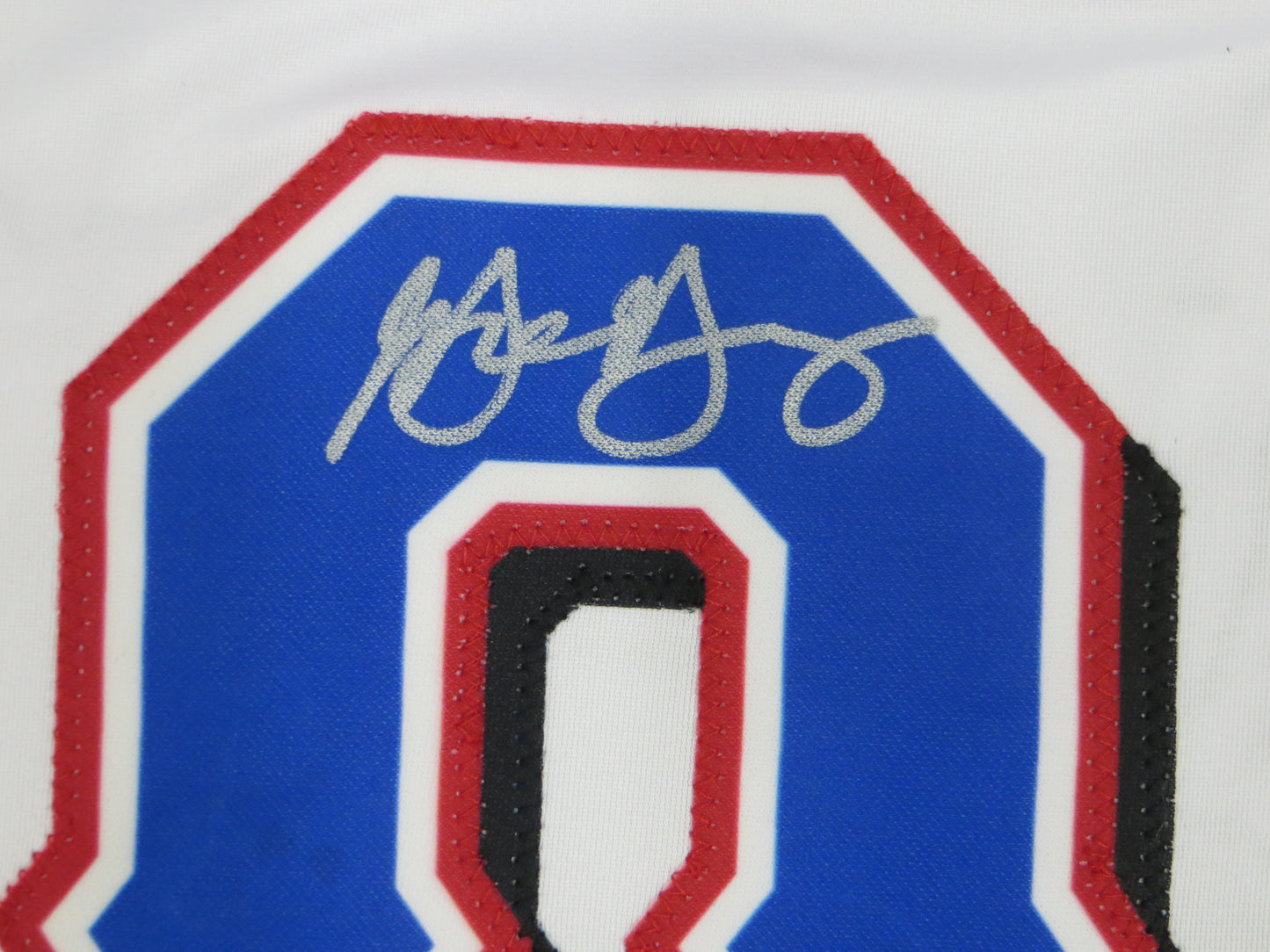MICHAEL YOUNG TEXAS RANGERS SIGNED WHITE JERSEY size L BAS COA