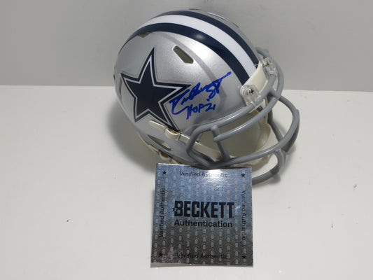 DREW PEARSON DALLAS COWBOYS SIGNED Riddell MINI HELMET w/HOF 21 BAS COA