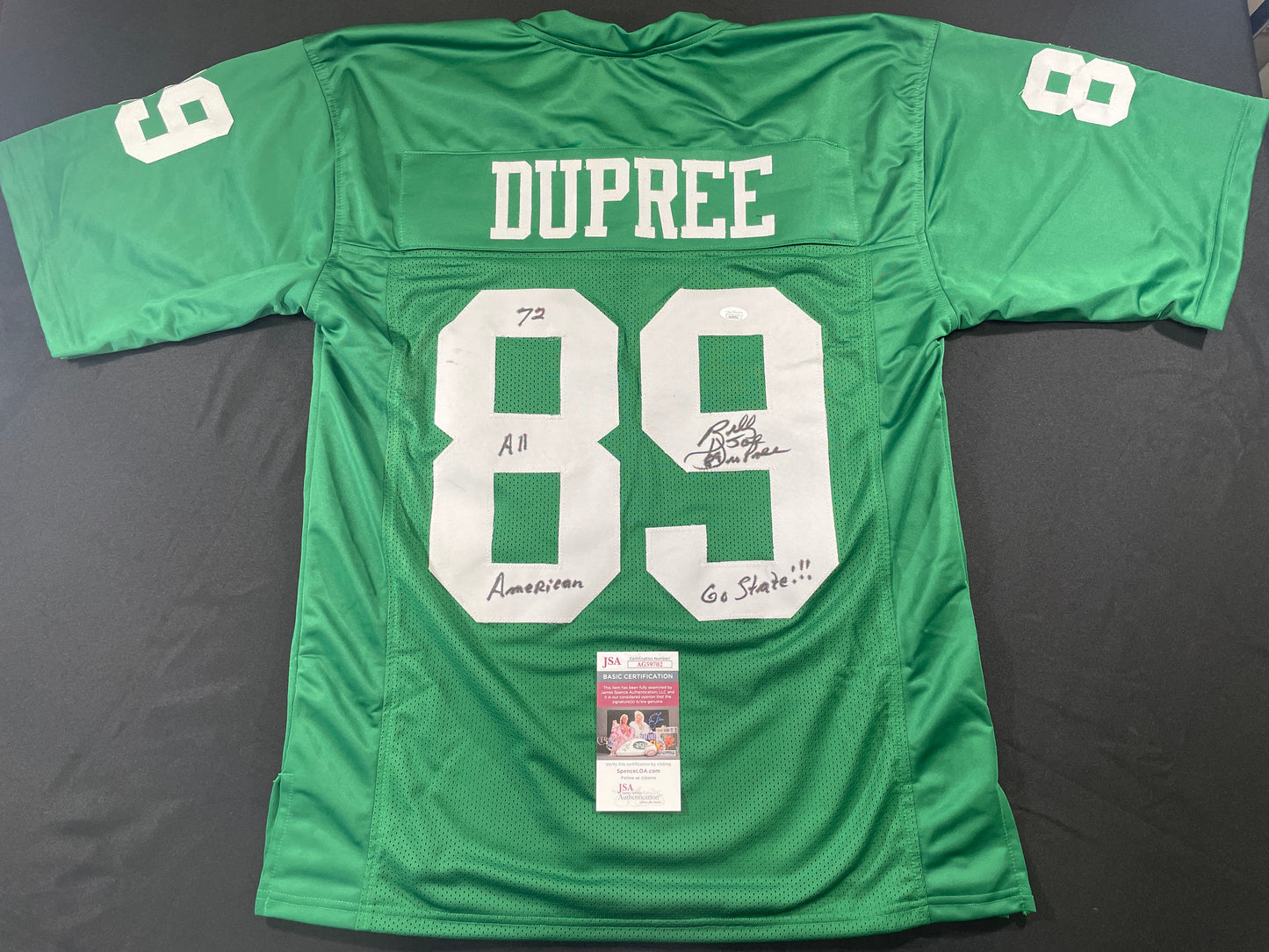 BILLY JOE DUPREE MICHIGAN STATE SPARTANS SIGNED JERSEY w/INSCs XL JSA COA