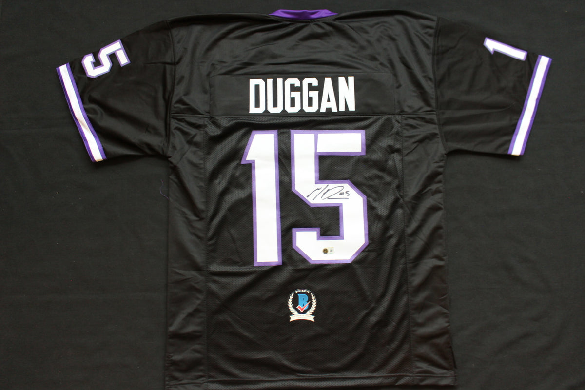 MAX DUGGAN TCU HORNED FROGS SIGNED Black JERSEY BAS