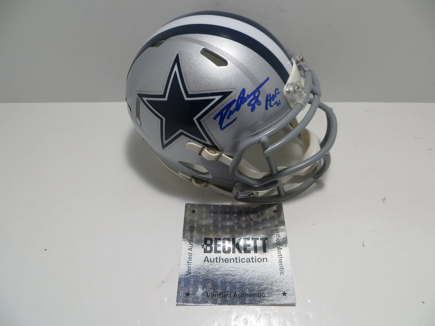 DREW PEARSON DALLAS COWBOYS SIGNED Riddell MINI HELMET w/HOF 21 BAS COA