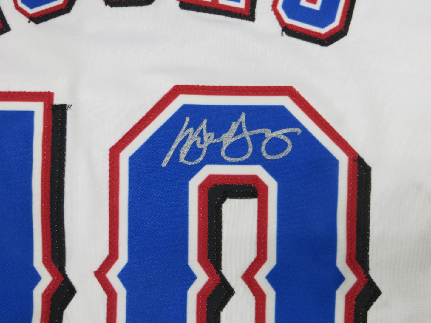 MICHAEL YOUNG TEXAS RANGERS SIGNED WHITE JERSEY size L BAS COA