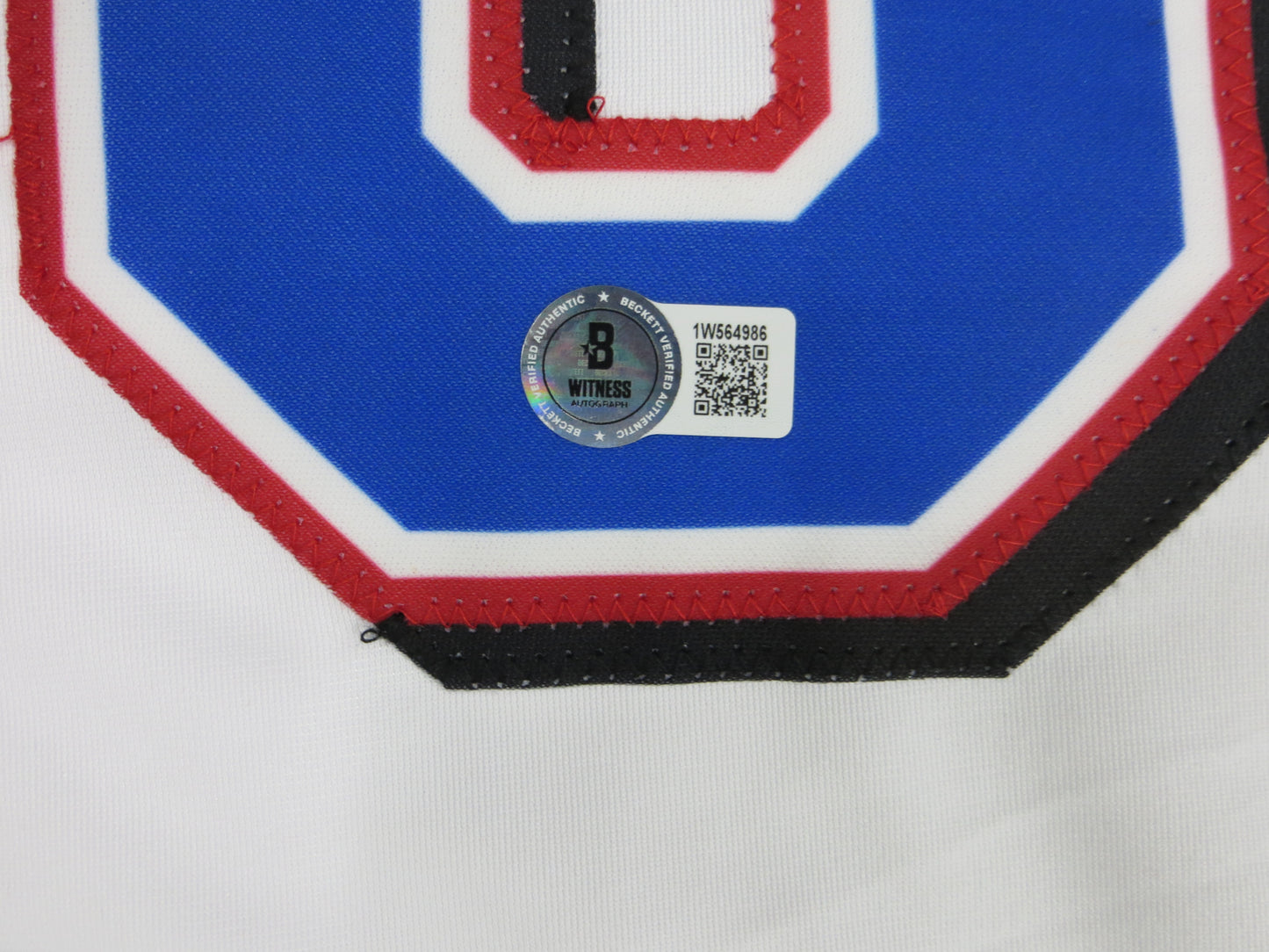 MICHAEL YOUNG TEXAS RANGERS SIGNED WHITE JERSEY size L BAS COA