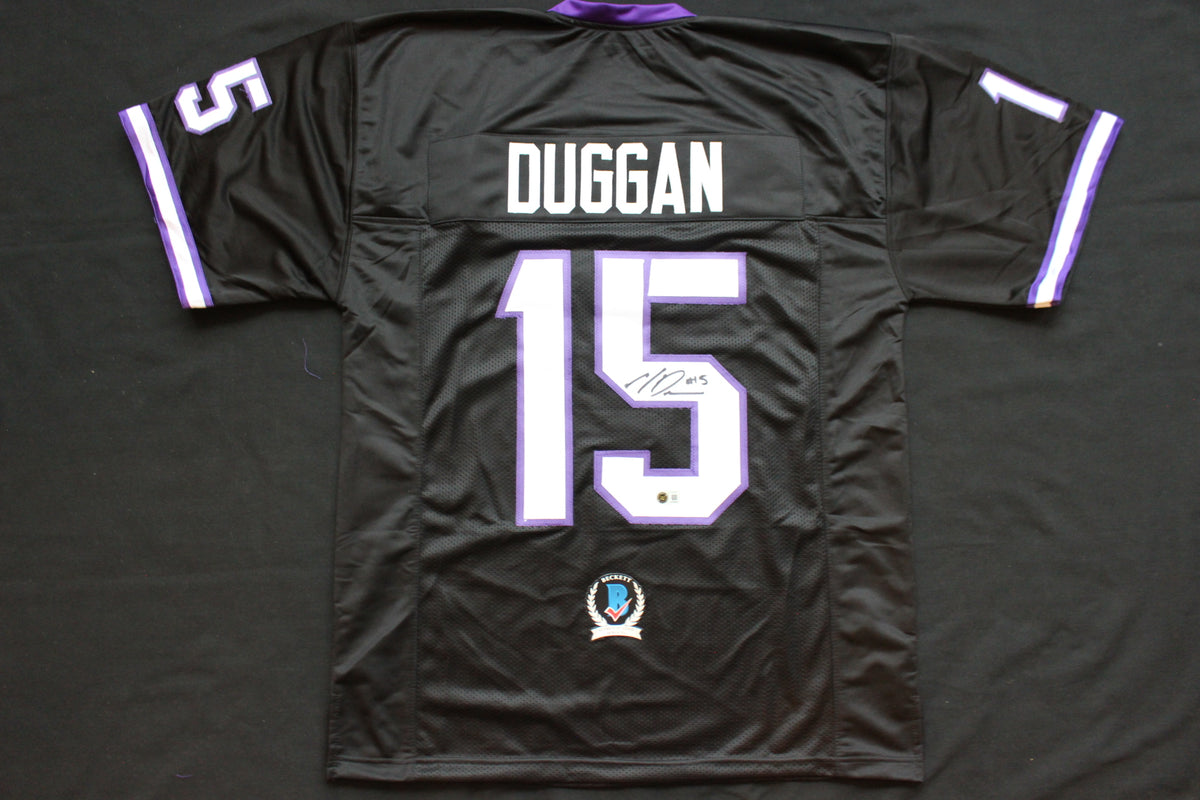 MAX DUGGAN TCU HORNED FROGS SIGNED Black JERSEY BAS