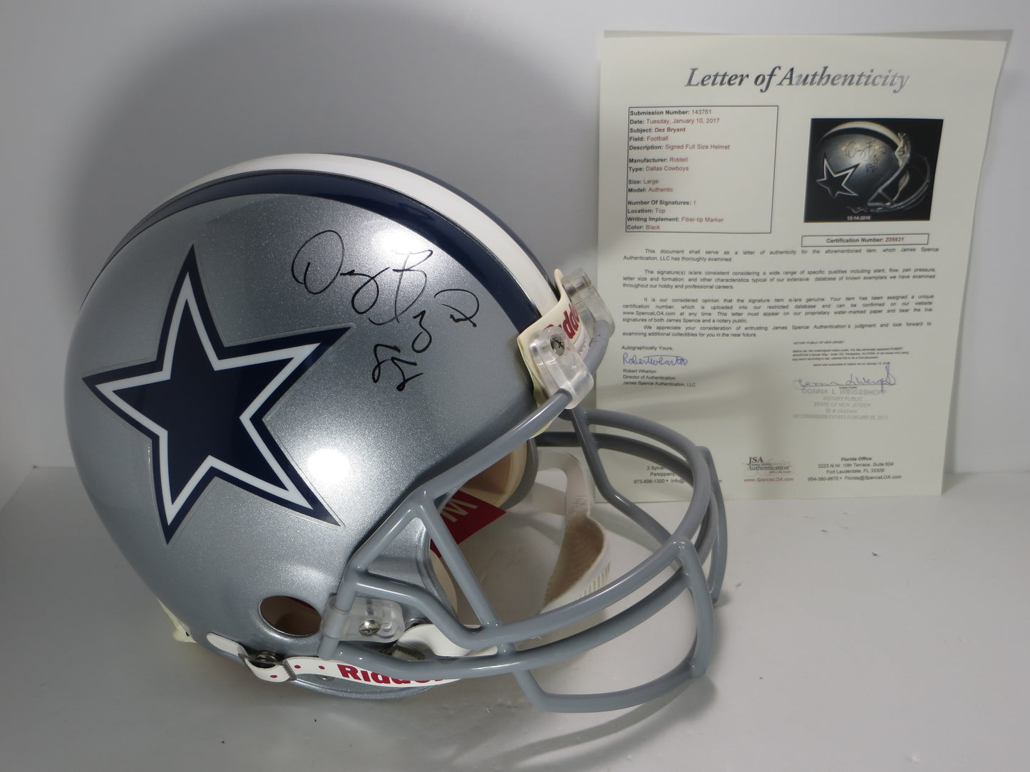 DEZ BRYANT SIGNED AUTHENTIC DALLAS COWBOYS RIDDELL Full Size HELMET JSA LOA