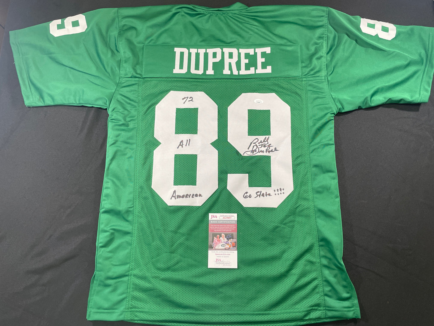BILLY JOE DUPREE MICHIGAN STATE SPARTANS SIGNED JERSEY w/INSCs XL JSA COA