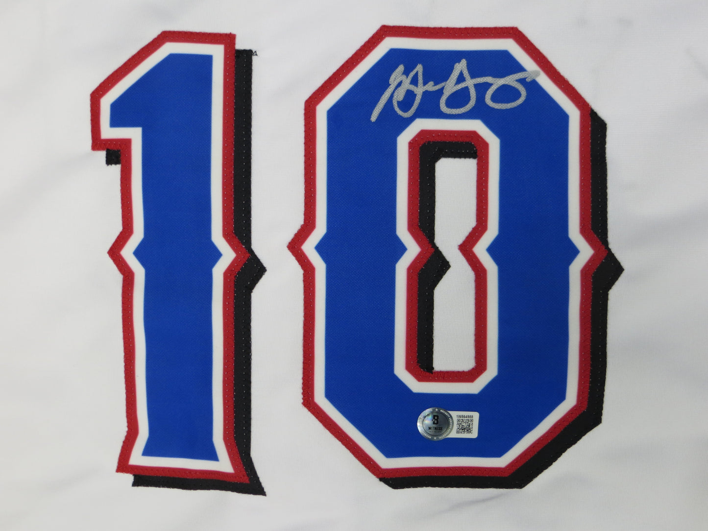MICHAEL YOUNG TEXAS RANGERS SIGNED WHITE JERSEY size L BAS COA
