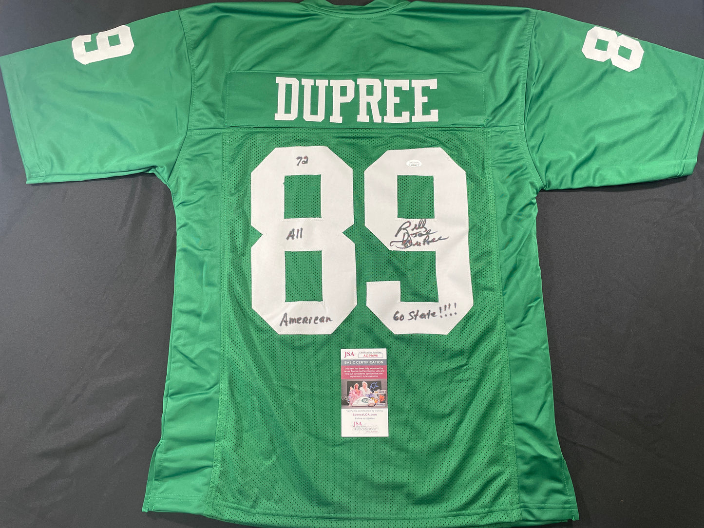 BILLY JOE DUPREE MICHIGAN STATE SPARTANS SIGNED JERSEY w/INSCs XL JSA COA