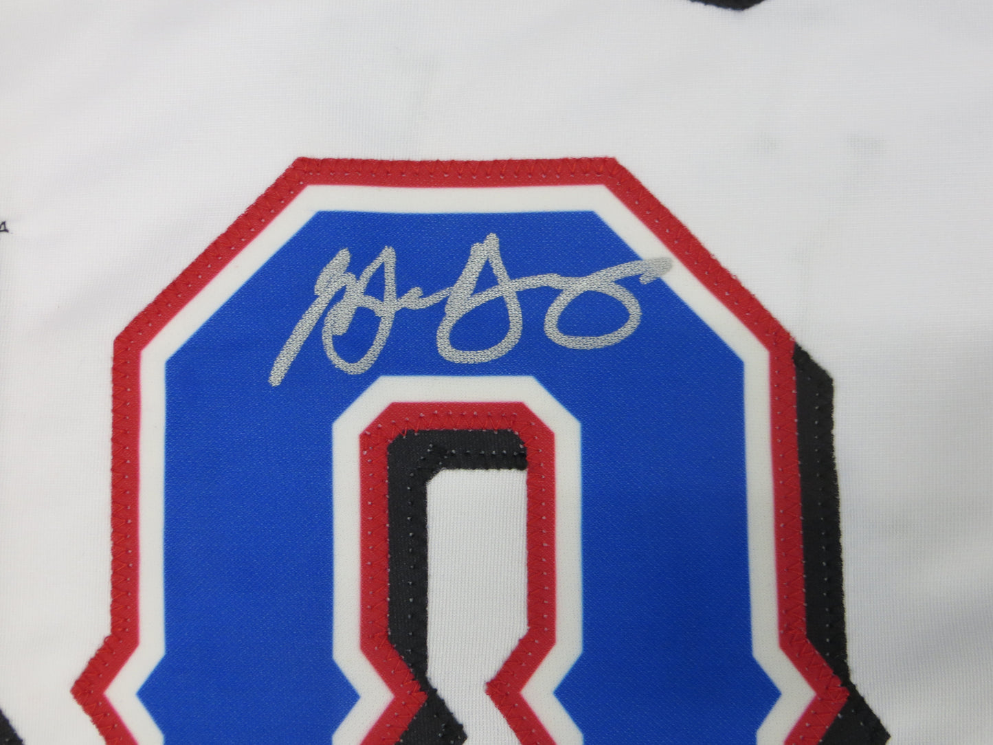 MICHAEL YOUNG TEXAS RANGERS SIGNED WHITE JERSEY size L BAS COA