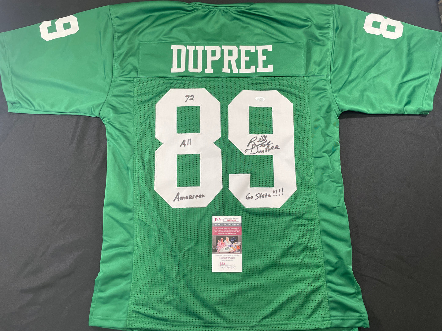 BILLY JOE DUPREE MICHIGAN STATE SPARTANS SIGNED JERSEY w/INSCs XL JSA COA