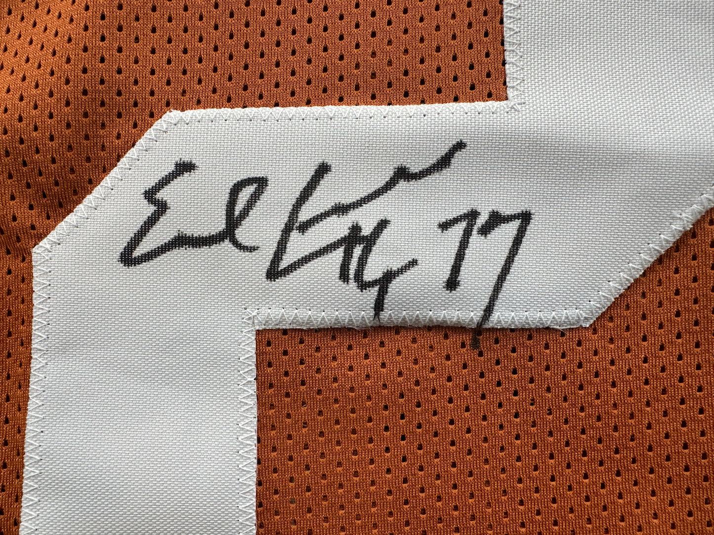 EARL CAMPBELL SIGNED ORANGE FOOTBALL JERSEY Texas Longhorns Large BAS COA