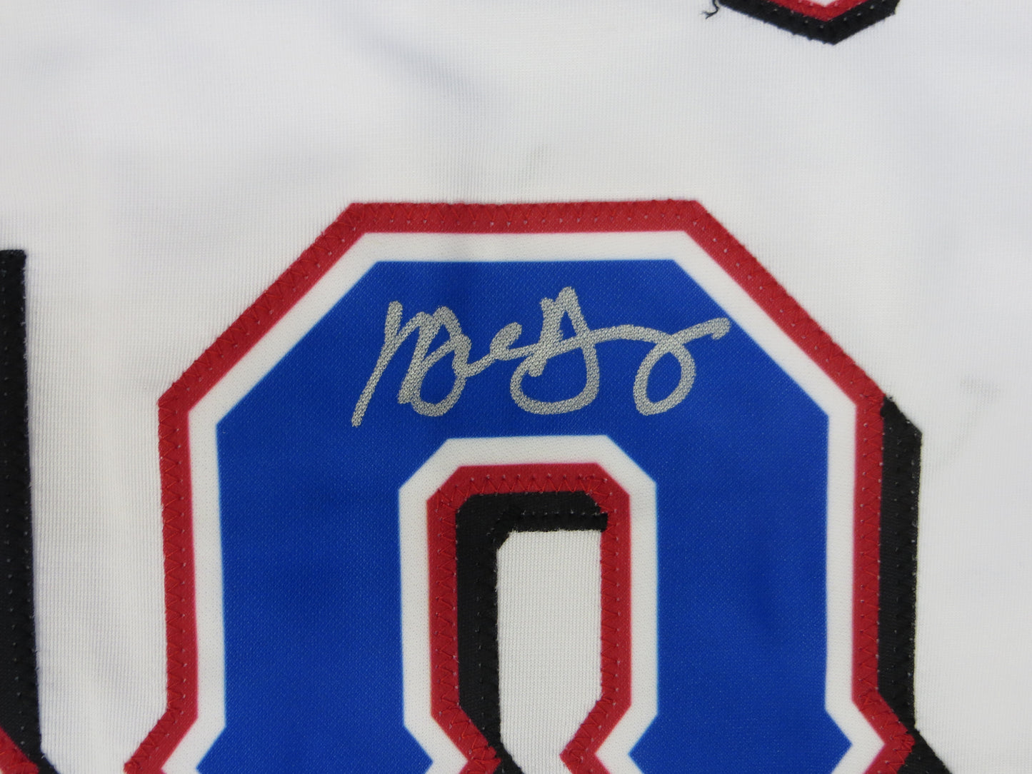 MICHAEL YOUNG TEXAS RANGERS SIGNED WHITE JERSEY size L BAS COA