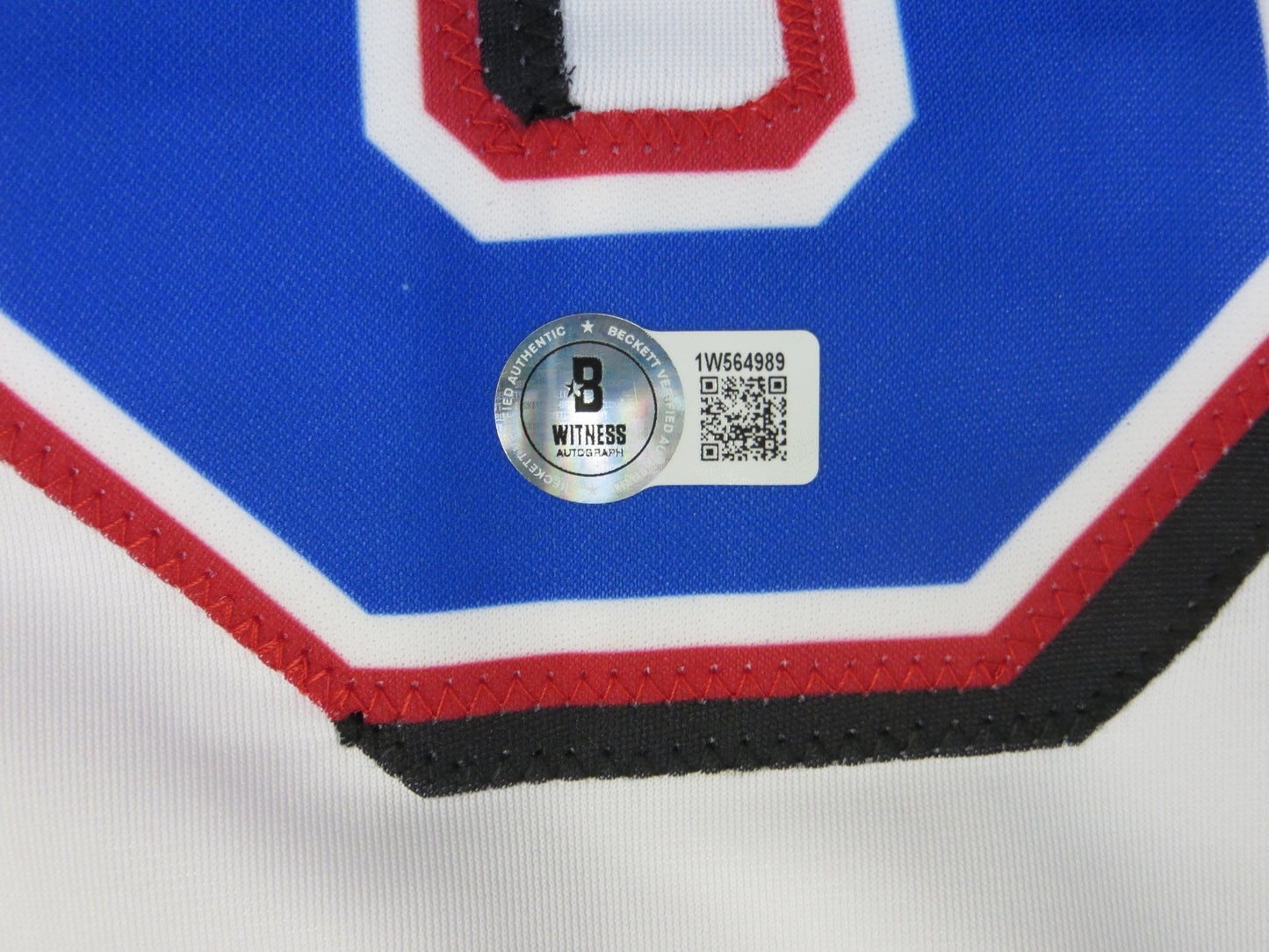 MICHAEL YOUNG TEXAS RANGERS SIGNED WHITE JERSEY size L BAS COA