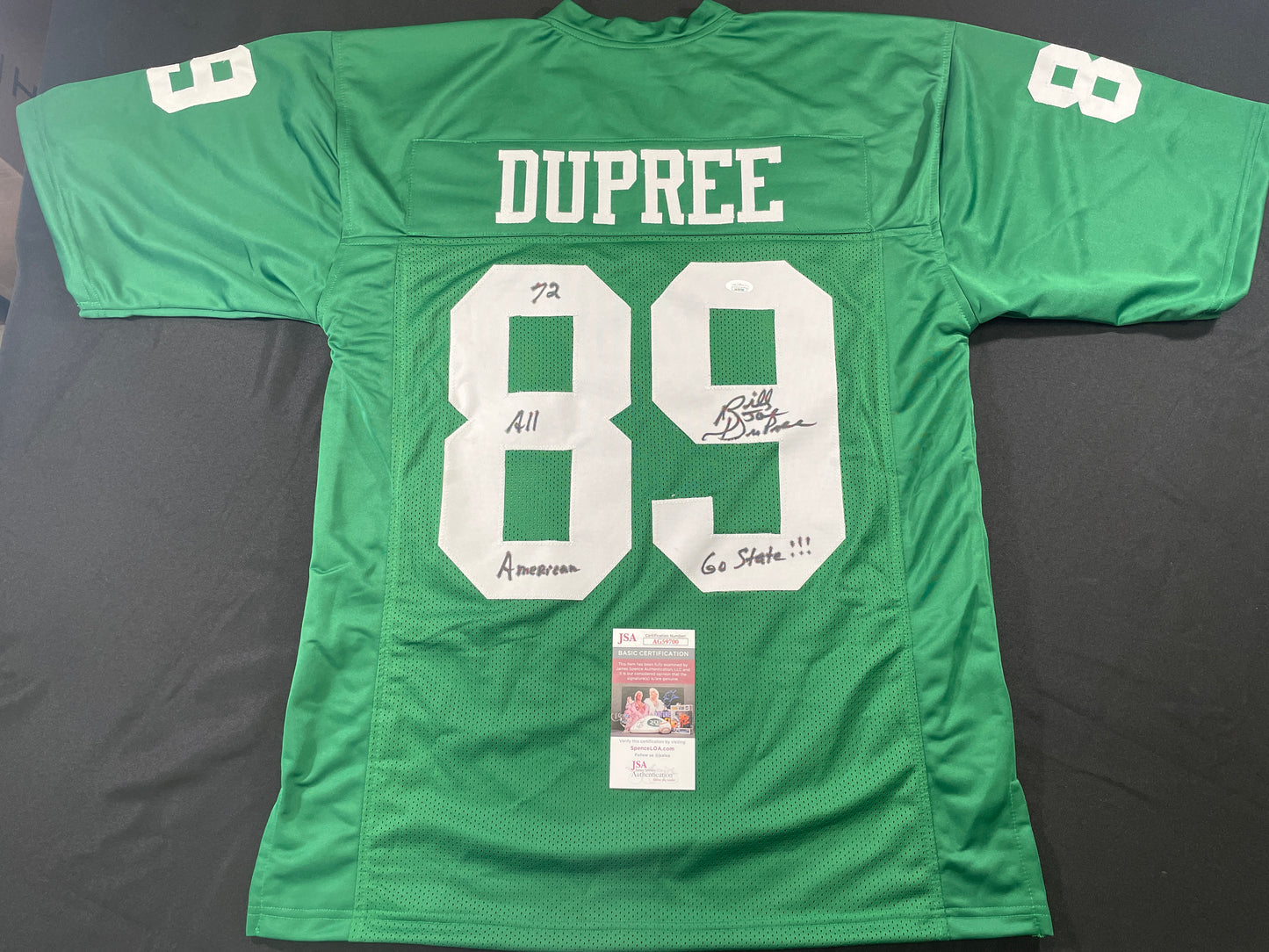 BILLY JOE DUPREE MICHIGAN STATE SPARTANS SIGNED JERSEY w/INSCs XL JSA COA
