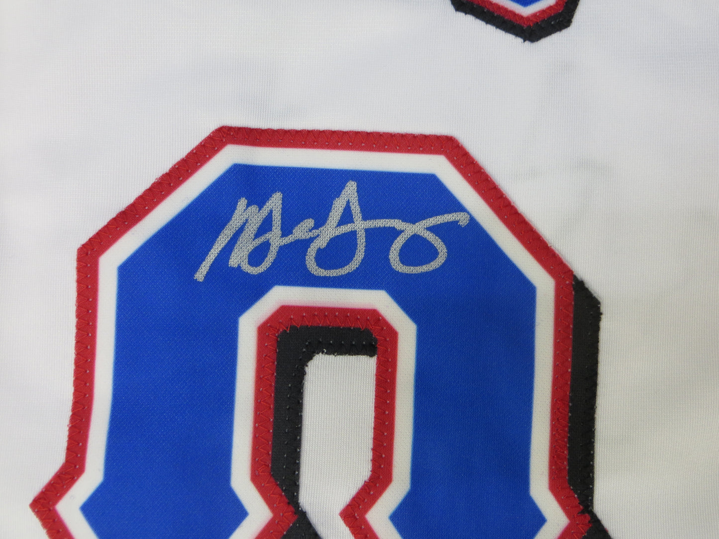 MICHAEL YOUNG TEXAS RANGERS SIGNED WHITE JERSEY size L BAS COA